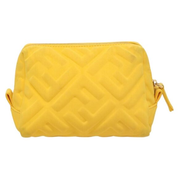 FENDI Pouch Nylon Yellow Gold Auth bs24840 - Picture 1 of 16